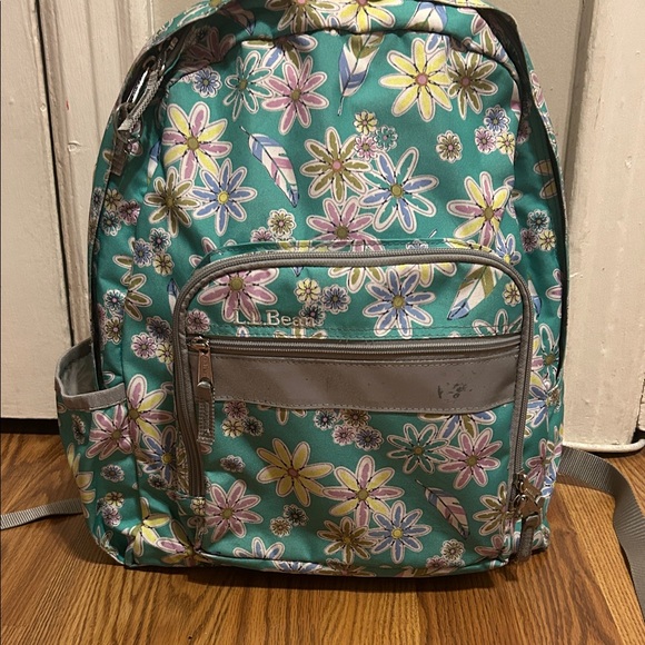 L.L. Bean Floral Backpack with Green and Gray - Picture 1 of 16